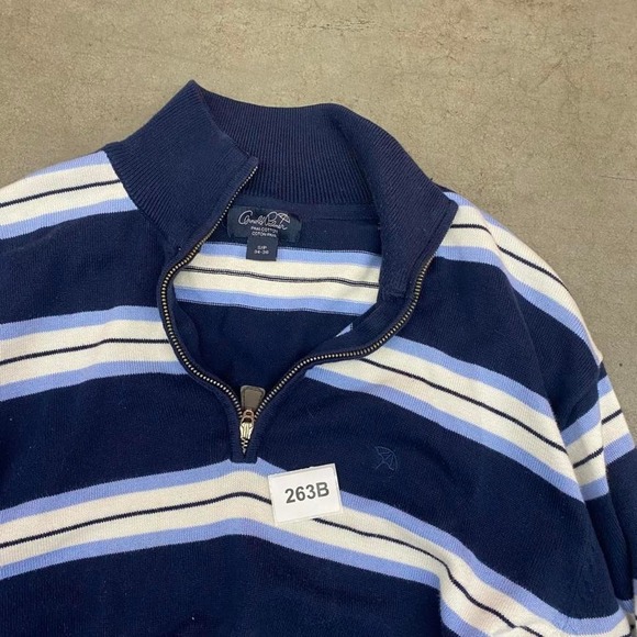 Arnold Palmer Pima Cotton Striped Quarter Zip Pullover Golf Sweater Men's S - Picture 7 of 7